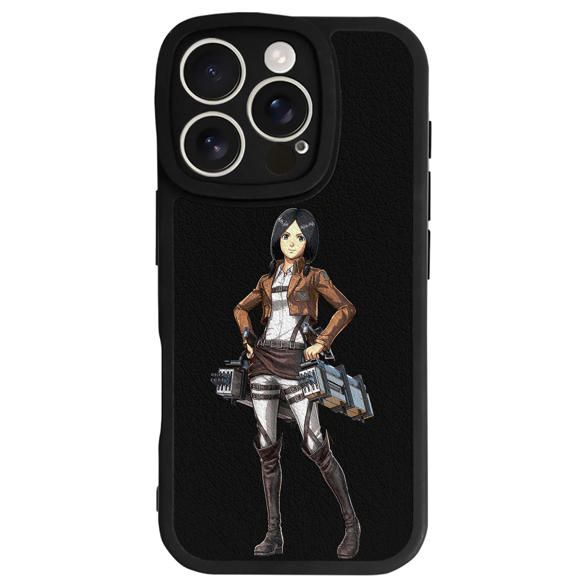 （画像用） 進撃の巨人 ミカサ·アッカーマン Attack on Titan Mikasa Ackerman 【iPhone 16シリーズ対応】シリコンスマホケース（レザー調） 材質：シリコン